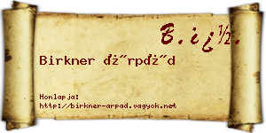 Birkner Árpád névjegykártya